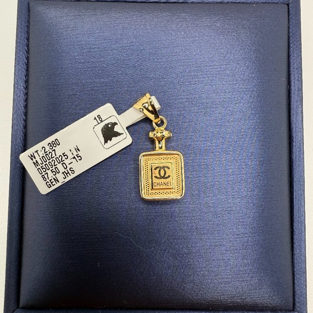 18k Genuine Yellow Gold Logo Pendant